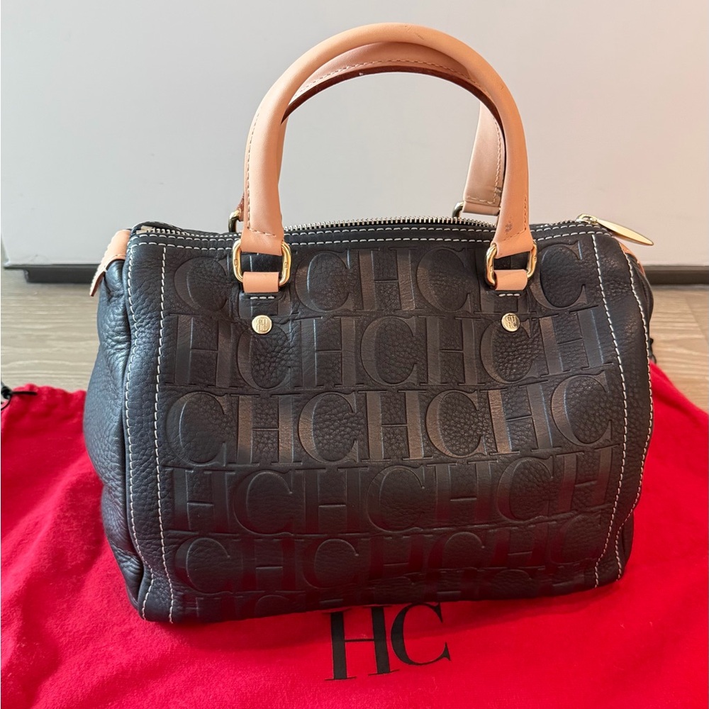 Carolina Herrera Black Andy 7 with Tan Handles
